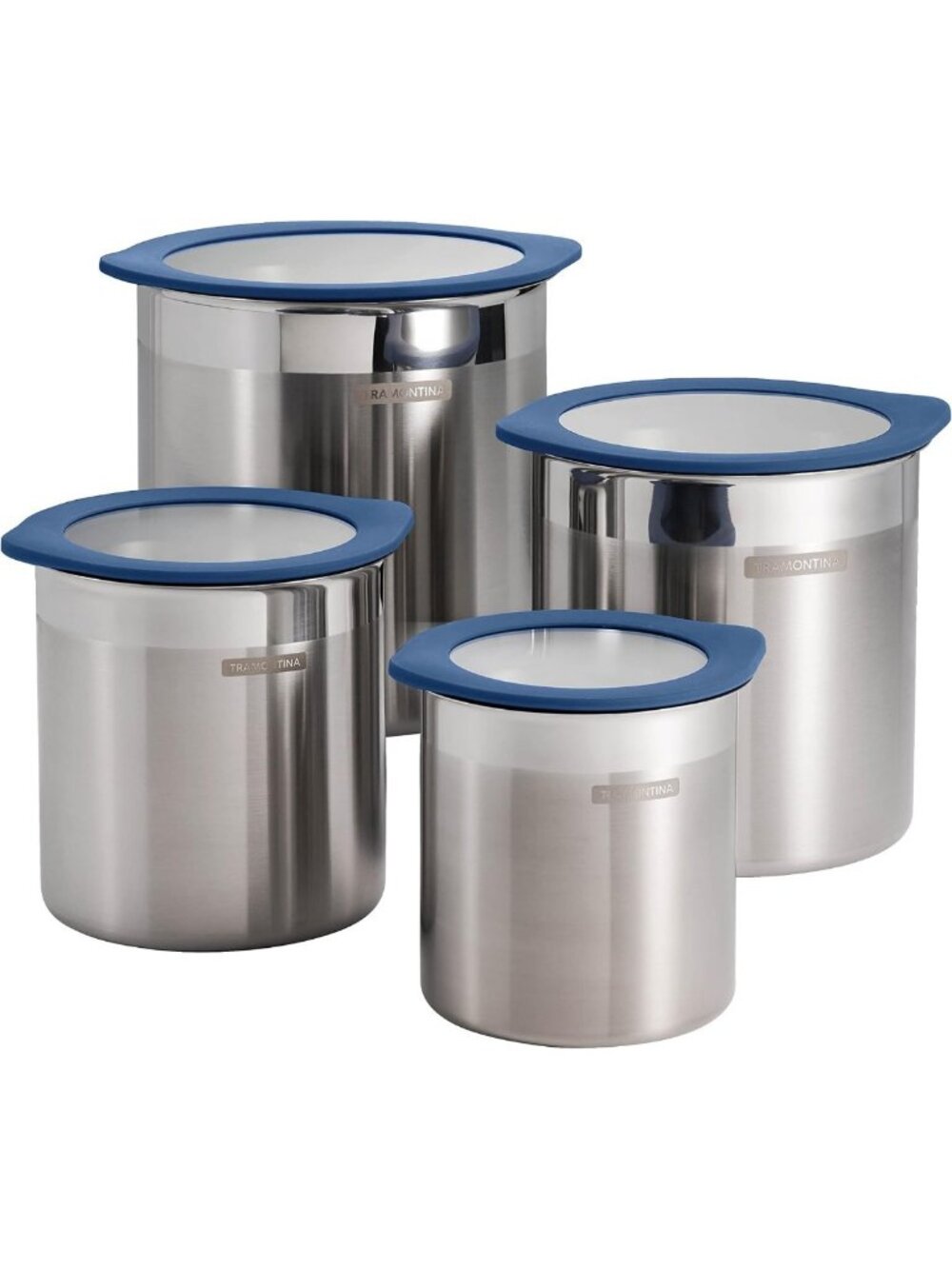 4-Pc Food Storage Containers Set with Silicone Lids - BPA-Free, Airtight, Blue